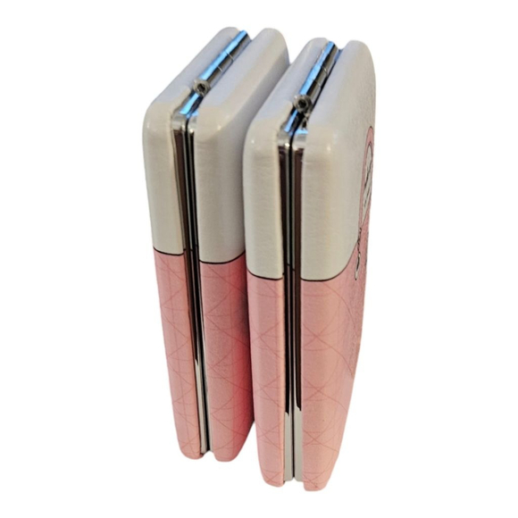 Leather Makeup Love Yourself  Compact Makeup Mirror Pink White - Picture 3 of 4